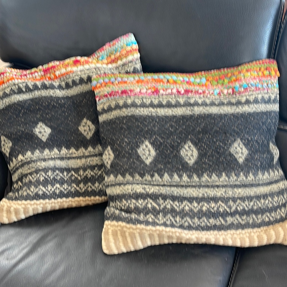 Two Handmade Nahara Jute/Cotton pillowcases. New with tags from Sundance.